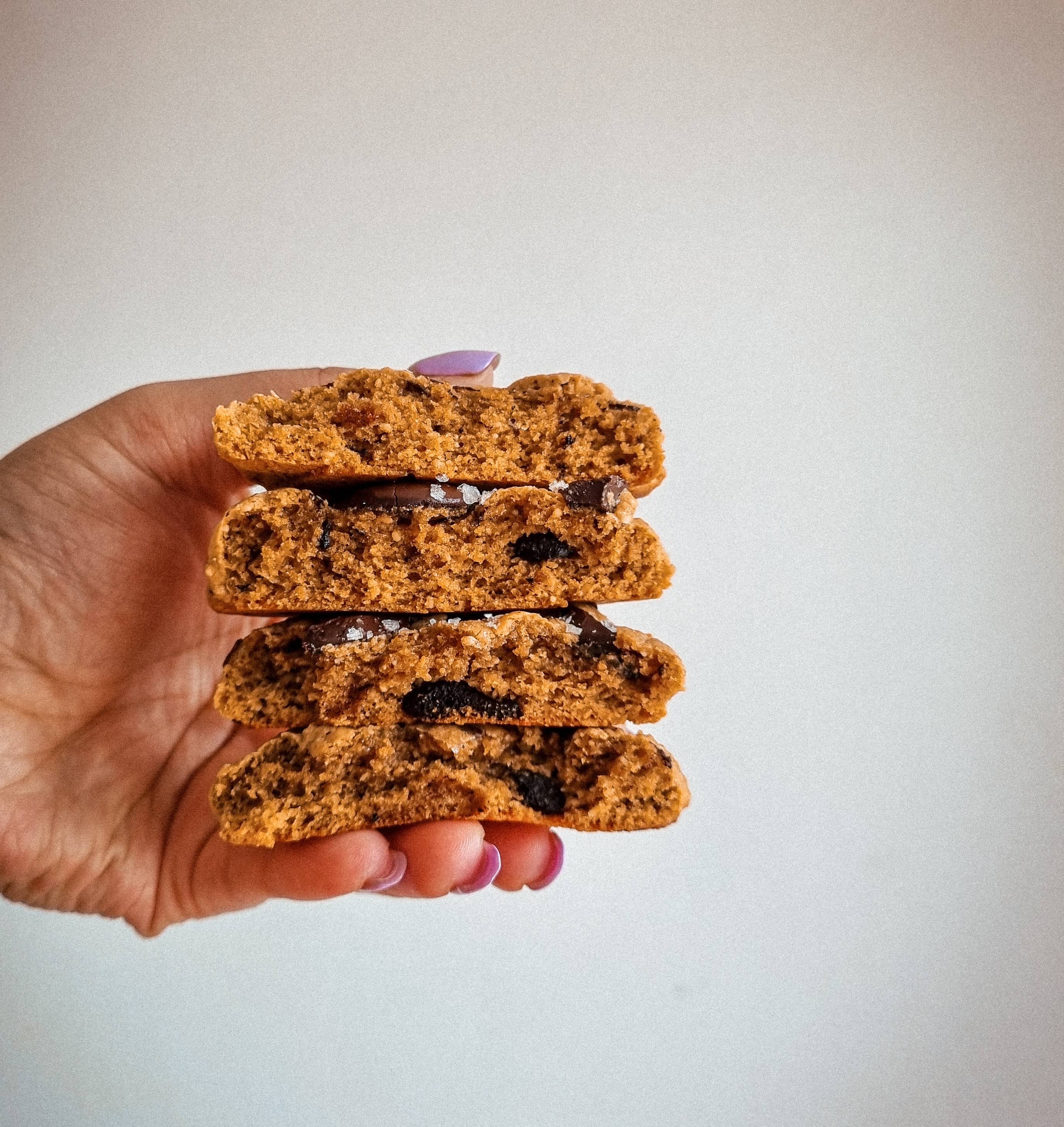 Holding gluten free chocklate chip cookies